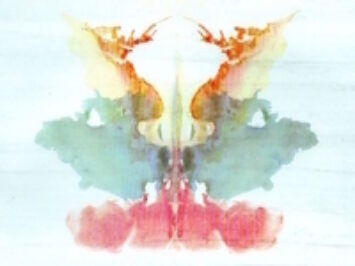 A rorschach inkblot. Ninth blot of the Rorshach inkblot test by Hermann Rorschach, 1921.
