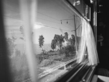 View from a train passing through the Republic of Buryatia, Russia.
